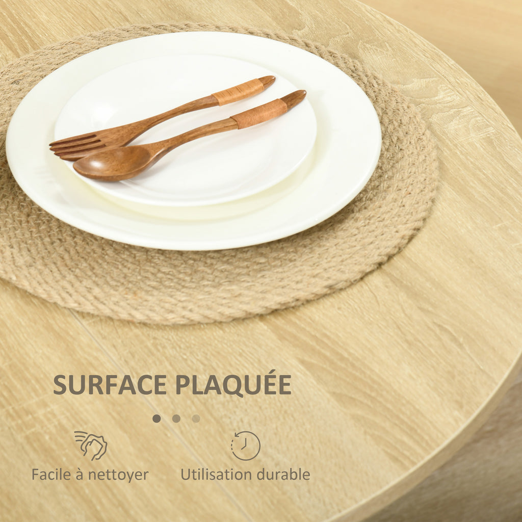 Table pliable de cuisine salle à manger 2 abattants - table ovale extensible - en bois chêne-4