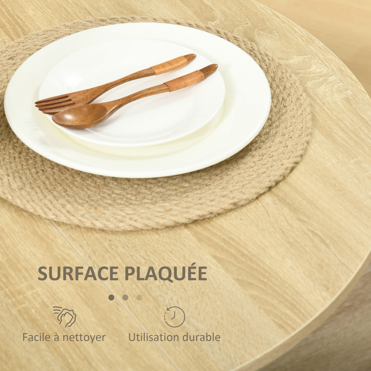 Table pliable de cuisine salle à manger 2 abattants - table ovale extensible - en bois chêne-4