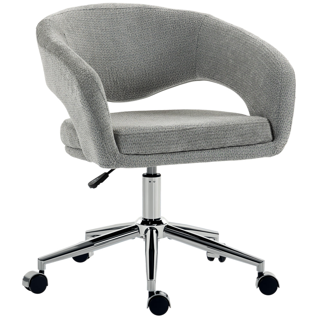 Chaise Bureau Ergonomique, Fauteuil de Bureau en Chenille avec Hauteur Réglable, Dossier Incurvé, Gris-0