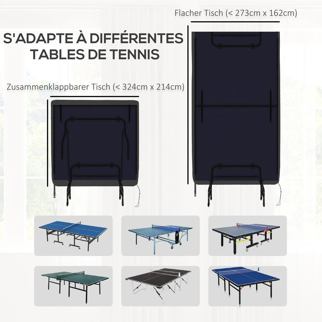 Housse de table de tennis de table ping-pong avec fermeture éclair anti-UV et housse imperméable Noir-4