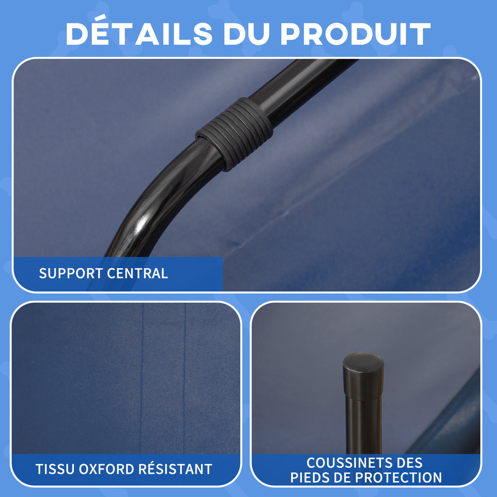 Lit surélevé pour chien lit surélevé rafraîchissant pour chien tissu Oxford sac de transport inclus 92 x 76 x 18 cm bleu-5