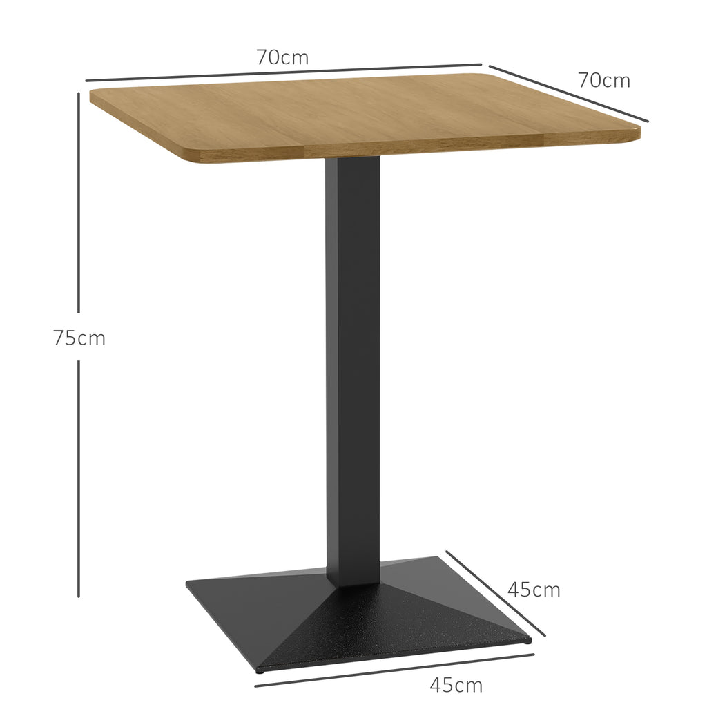 Table à Manger Carrée pour 2 Personnes 70x70x75cm Table de Cuisine Plateau Effet Bois Piétement en Acier Marron Foncé-2