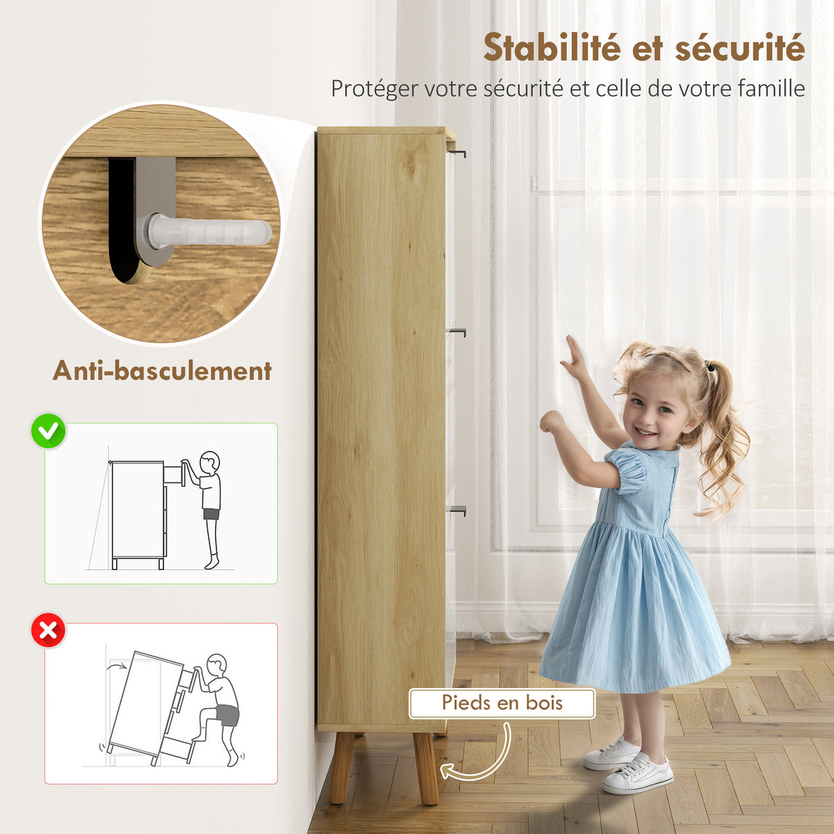 Meuble à chaussures, armoire à chaussures étroite, 3 tiroirs rabattables, porte haute brillante, 60x24x127cm, blanc-6
