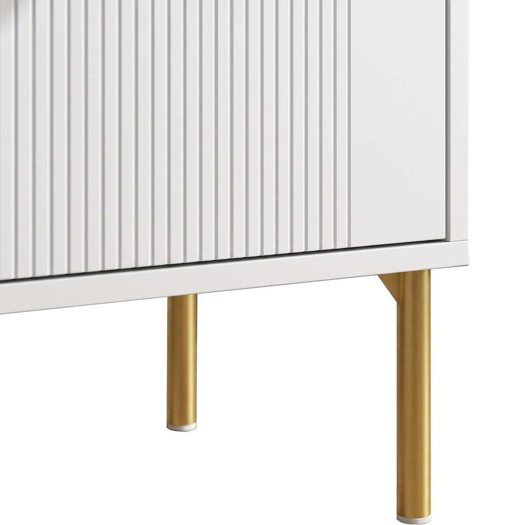 Buffet Salon, Meuble de Rangement avec 2 Portes, 2 Tiroirs, Étagères Réglables et Pieds en Métal, 80 x 39 x 86 cm, Blanc-9