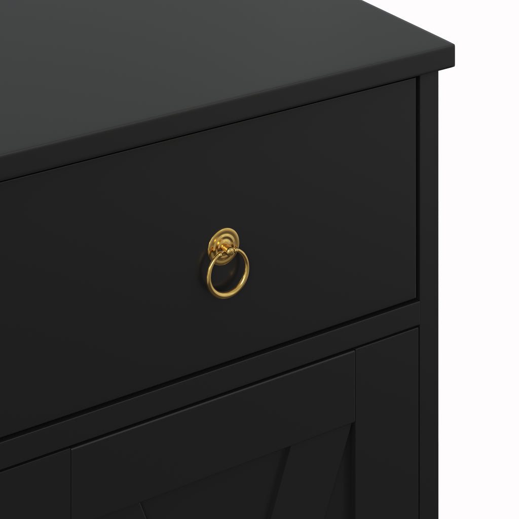 Buffet meuble de rangement armoire de cuisine style rural 2 tiroirs et 2 placards étagères à hauteurs réglables noir-9