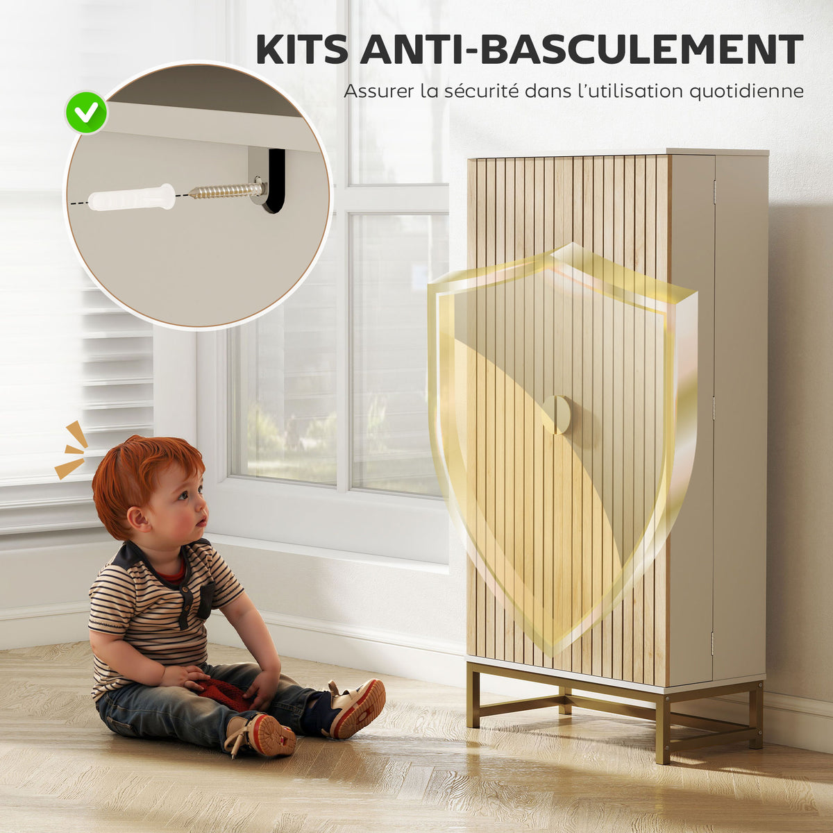 Armoire de cuisine meuble cuisine rangement avec 12 étagères à portes, étagères ajustables, 58x29x119,5cm, blanc-6