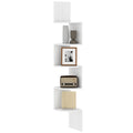 Étagère d'angle Murale de Rangement Forme Zigzag 20L x 20l x 126H cm 5 Niveaux Bois Blanche-0