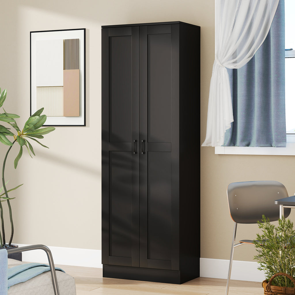 Armoire 2 portes meuble de rangement avec 5 étagères, style contemporain, 60L x 36,5l x 175H noir-8