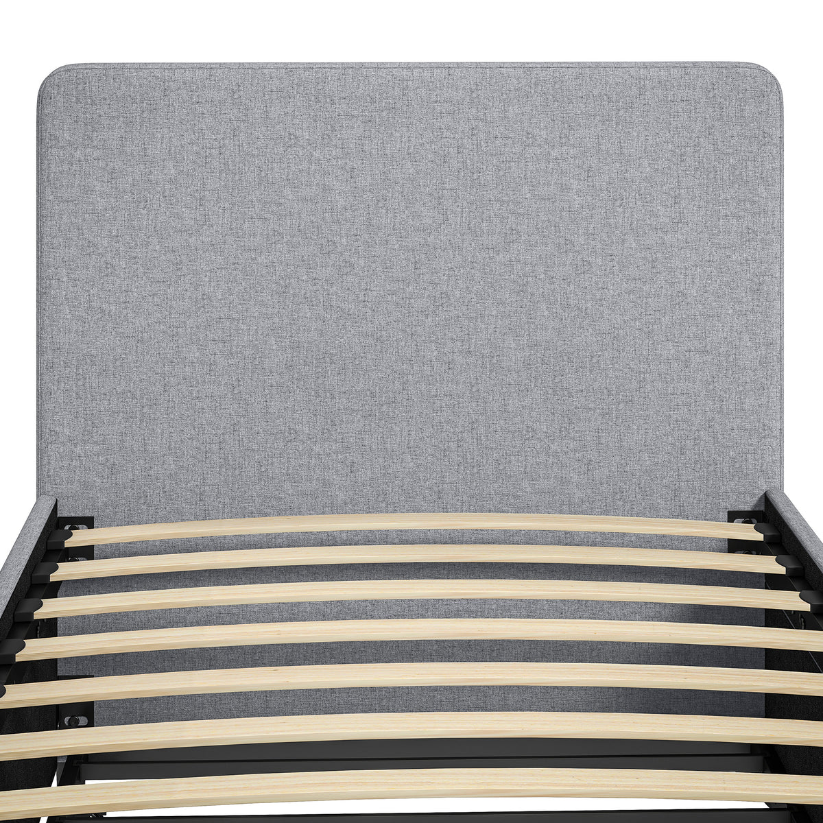 Lit gigogne 90 x 190 cm, cadre de lit simple/double avec sommier à lattes en bois, tête et pied rembourrés, gris clair-8