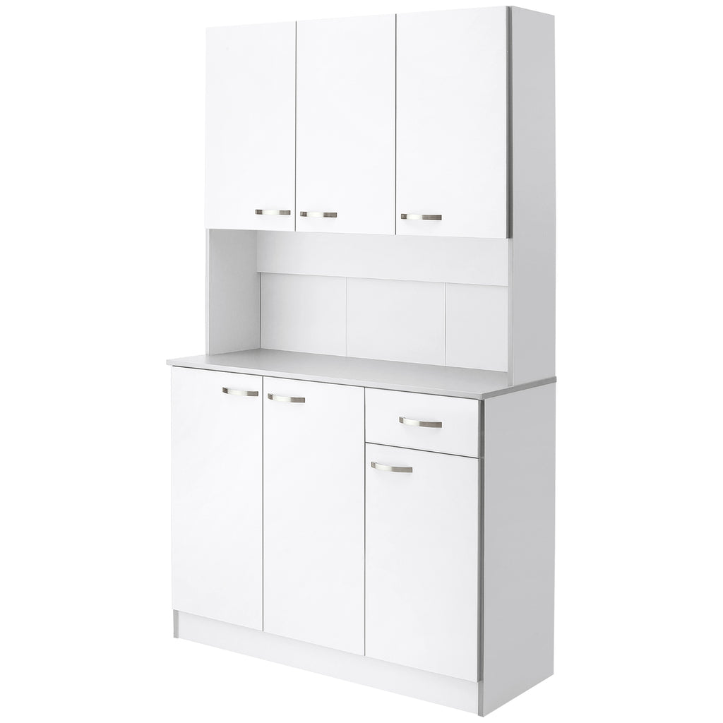 Buffet de cuisine armoire de cuisine contemporaine multi-rangements 6 portes 1 tiroir + grand plateau-9