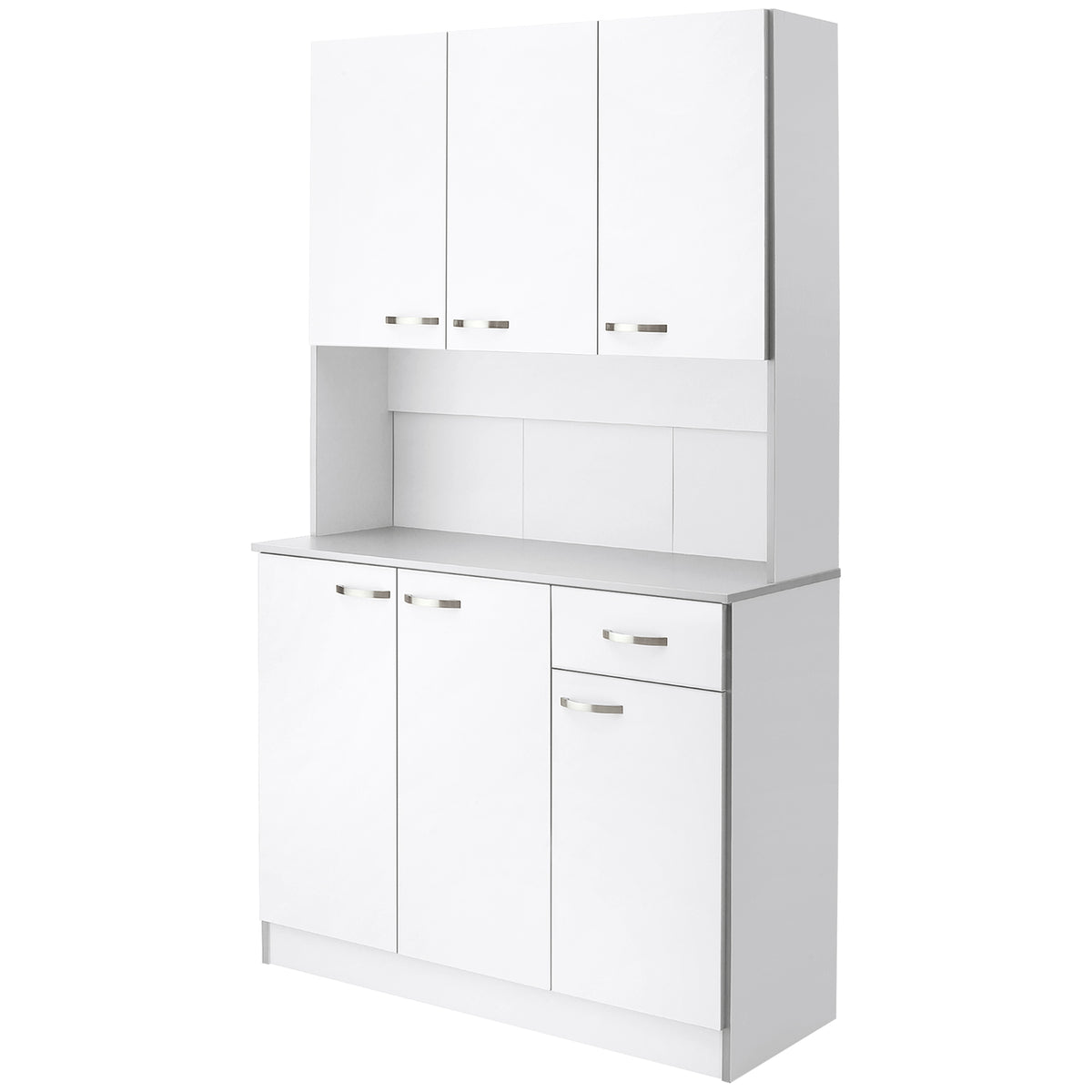 Buffet de cuisine armoire de cuisine contemporaine multi-rangements 6 portes 1 tiroir + grand plateau-9