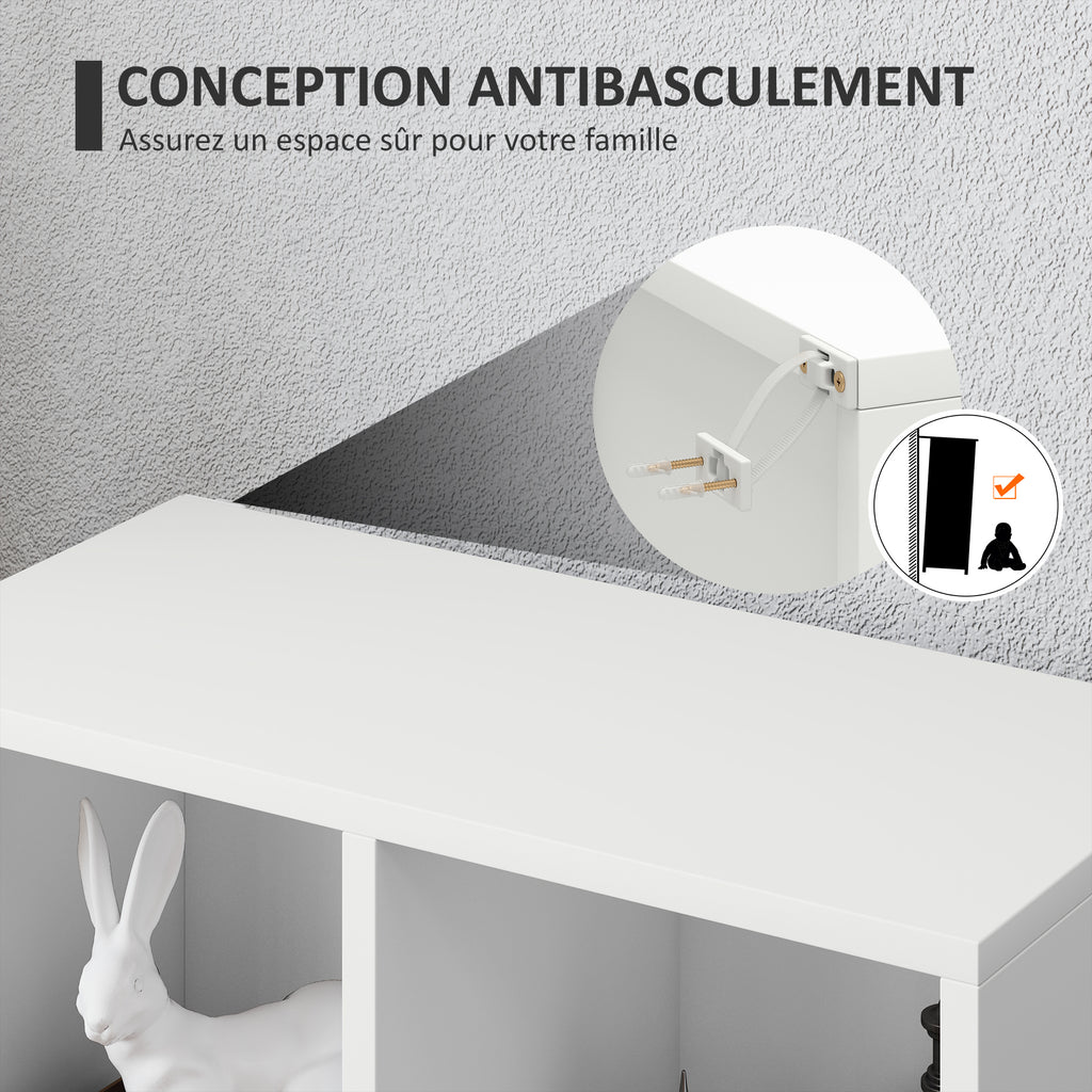Bibliothèque étagère de rangement avec 5 compartiments, pour salon chambre à coucher bureau, 50x24x80cm, blanc-5