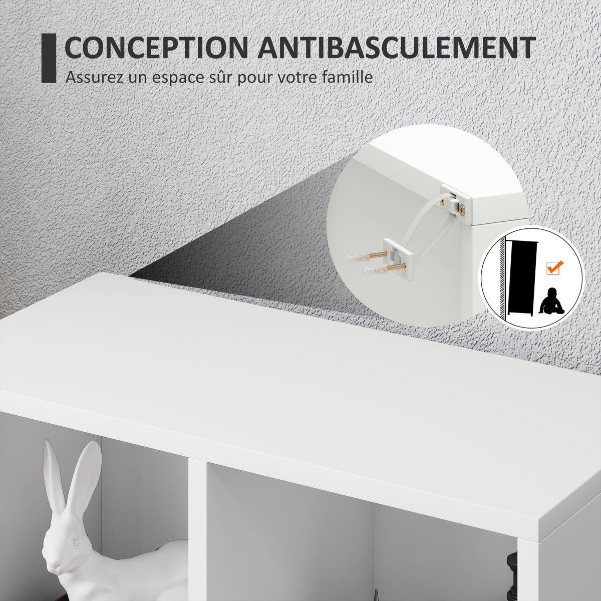 Bibliothèque étagère de rangement avec 5 compartiments, pour salon chambre à coucher bureau, 50x24x80cm, blanc-5