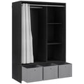 Armoire penderie armoire de rangement avec tringle rideaux 3 niches et 3 tiroirs en tissu amovibles 105 x 48 x 160 cm-0