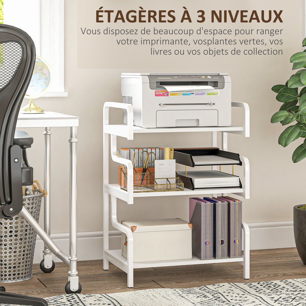 Étagère de rangement à 3 niveaux étagère en métal design industriel structure en acier 55 x 40 x 77 cm blanc-3