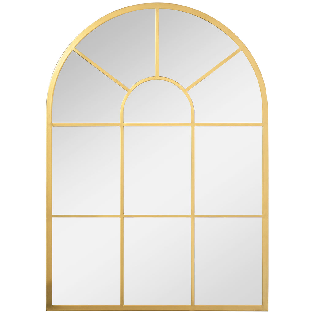 Miroir mural en métal cadre doré en forme de voûtée – 70 x 50 cm – décoration pour entrée ,chambre à coucher, salon-0