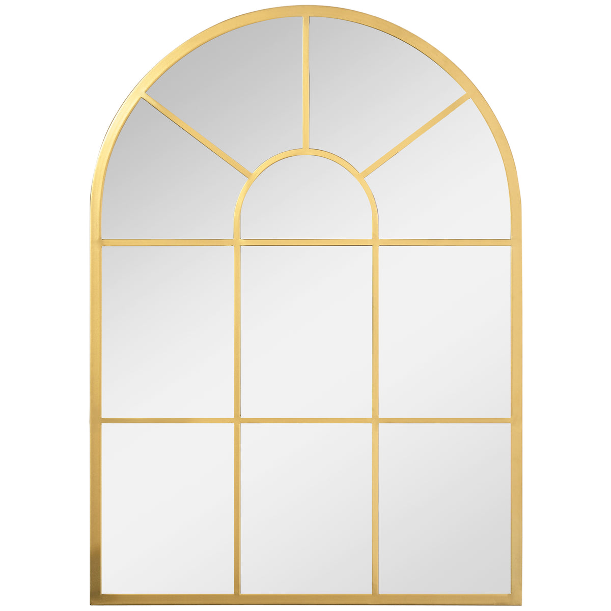Miroir mural en métal cadre doré en forme de voûtée – 70 x 50 cm – décoration pour entrée ,chambre à coucher, salon-0