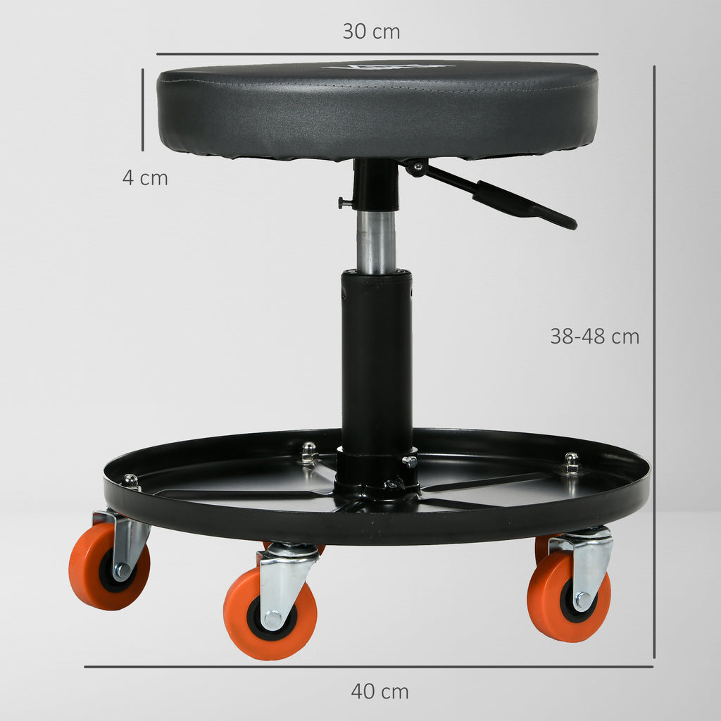 Tabouret de mécanicien siège pivotant hauteur réglable plateau de 100 kg pour le garage et la réparation automobile noir-2