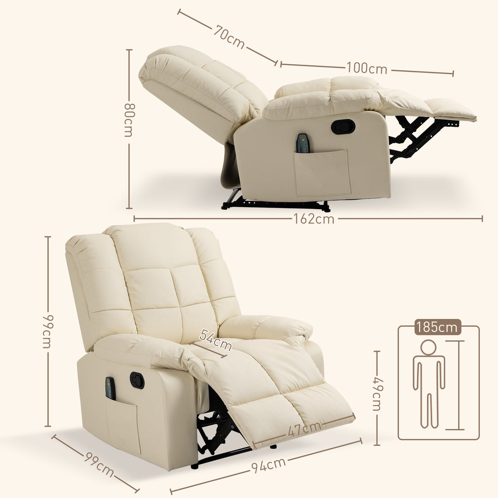Fauteuil de massage fauteuil de relaxation massant dossier inclinable repose-pied fauteuil TV revêtement synthétique-2