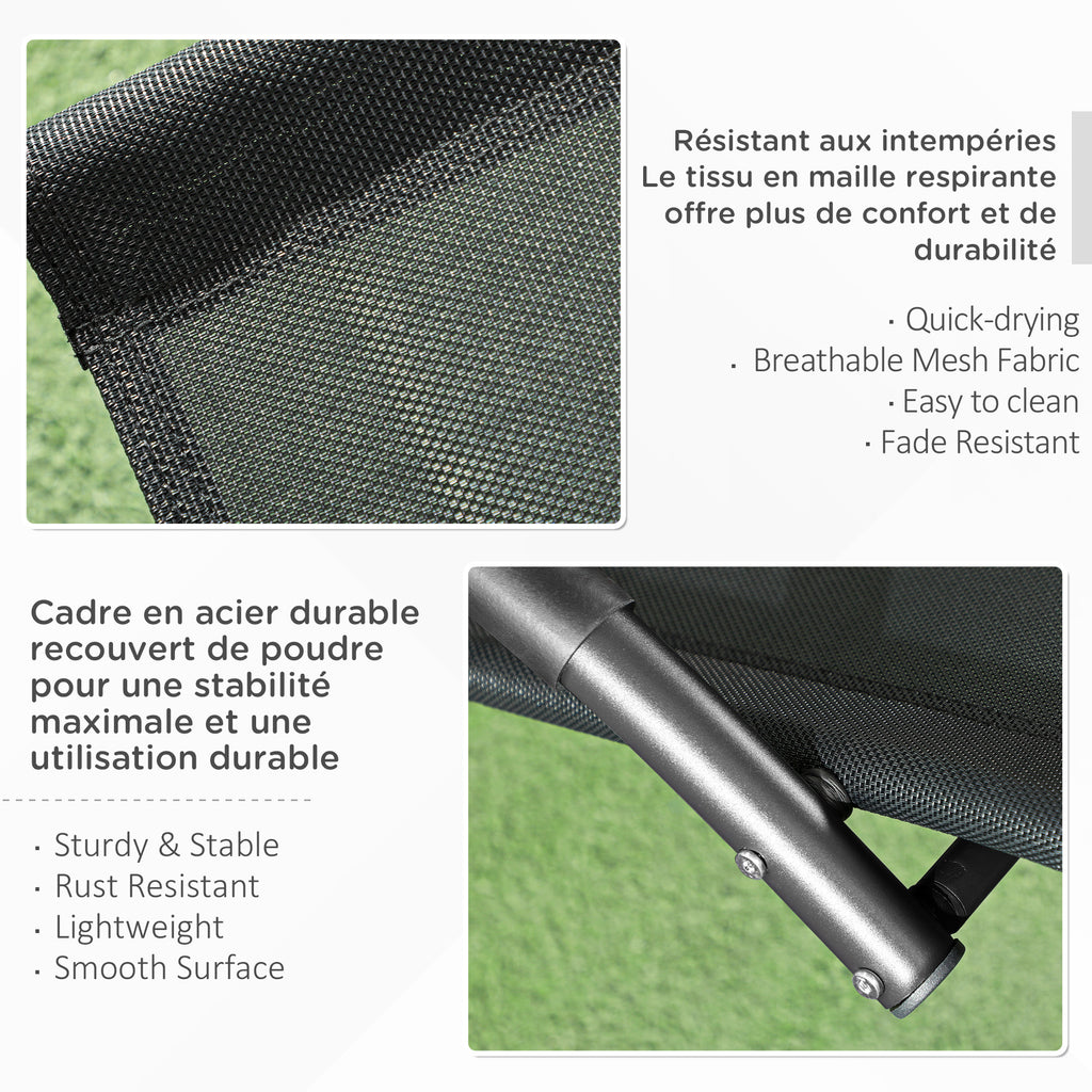 Chaise longue à bascule avec tétière utilisation extérieure intérieure noir-5
