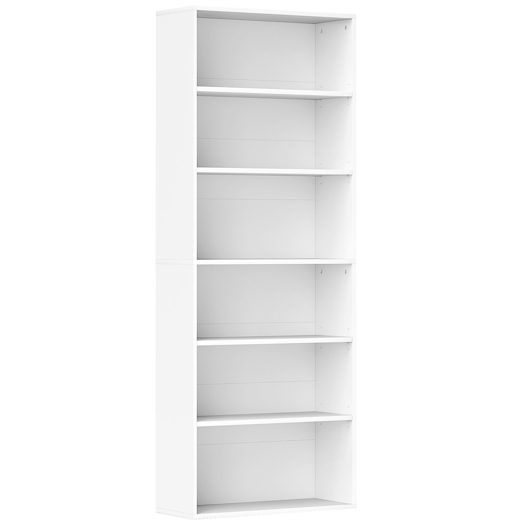 Bibliothèque étagère de rangement 6 niveaux avec étagères réglables pour salon, chambre, bureau, 60x24x158,5cm, blanc-0
