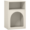 Table de chevet, table de nuit avec compartiments ouverts, design arqué, 40 x 30 x 60 cm, crème-0