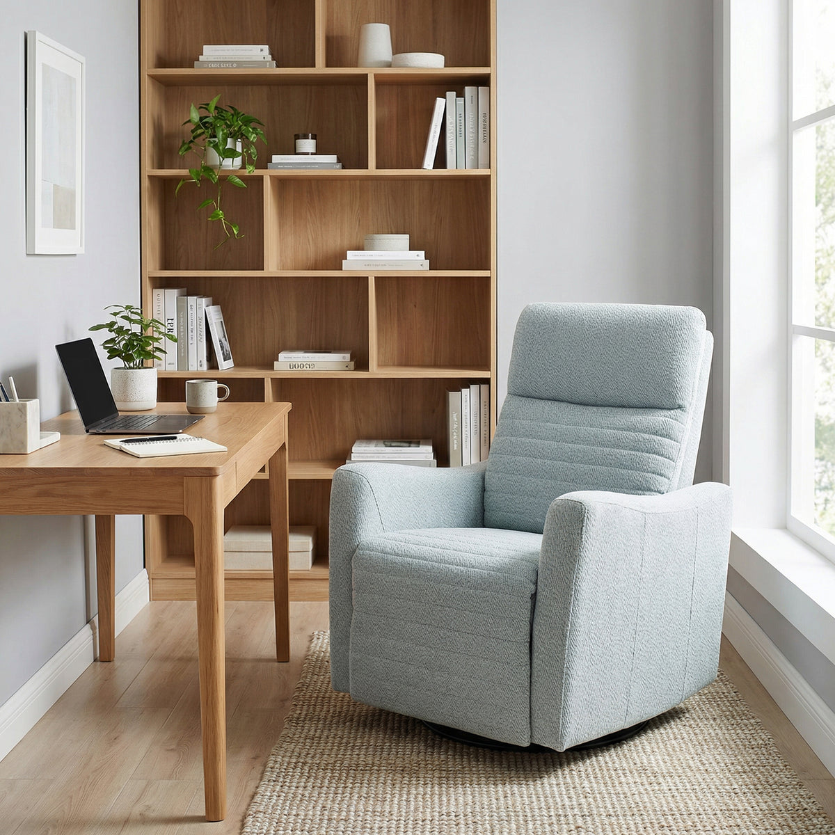Fauteuil inclinable, fauteuil de relaxation avec repose-pieds, pivotant à 360°, basculant, 82 x 90,5 x 101 cm, gris-bleu-1