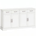 Buffet Cuisine avec Tiroirs, Portes, Étagères Réglables, Style Shaker, Dispositif Anti-Basculement, 140x38x80cm, Blanc-0