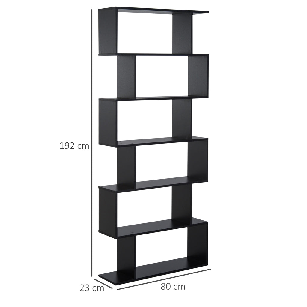 Bibliothèque étagère Zig zag Design Contemporain 80L x 23l x 192H cm 6 Niveaux Noir-2