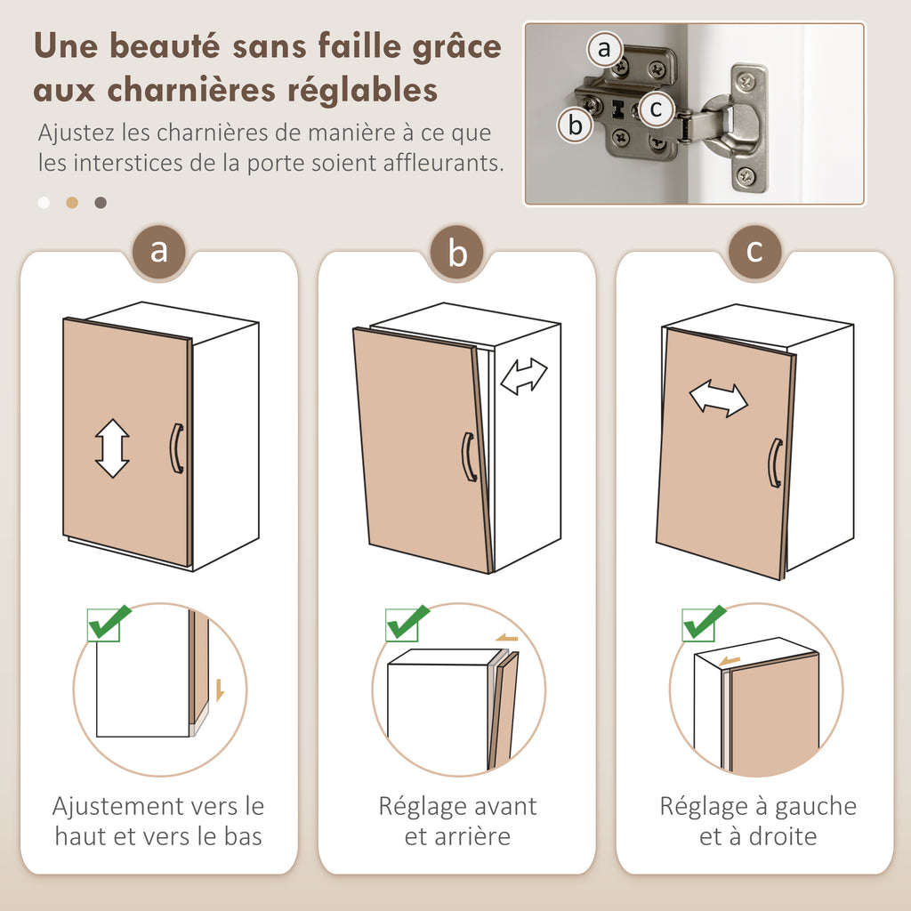 Buffet de cuisine haut 5 portes dont 2 portes vitrées et 1 tiroir, 1 niche centrale - hauteur 180 cm blanc-6