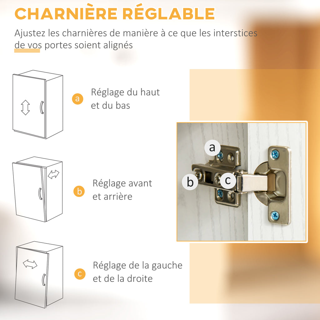 Buffet de cuisine armoire de cuisine multi-rangements 4 portes 1 tiroirs étagère + grand plateau blanc-7