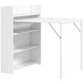 Table à manger pliante, table de cuisine pour 3 personnes, plateau à abattant et 4 étagères, 78,5x91x93cm, blanc-0