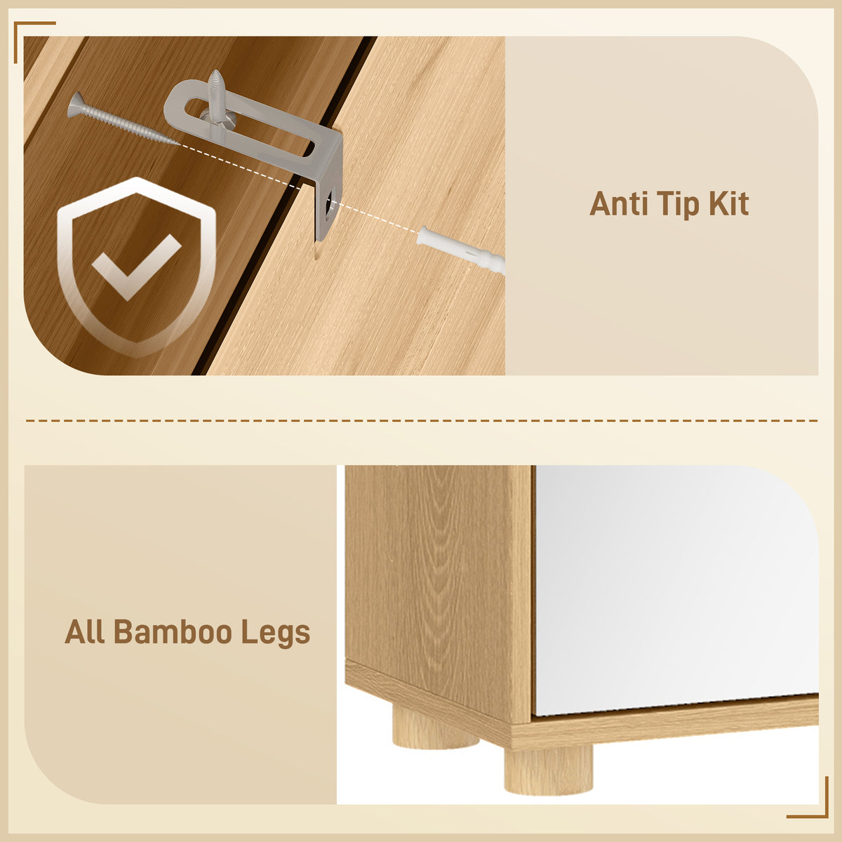 Meuble à Chaussures 10 Paires, Armoire à Chaussures, Portes en Miroir, 2 Tiroirs et Compartiments Ouverts, Chêne-7