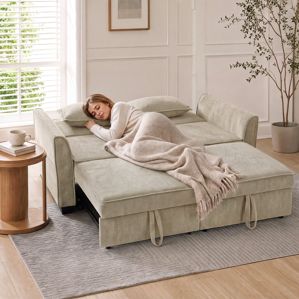Canapé Convertible 2 Places 4 en 1, Canapé-Lit d'Angle en Chenille 167cm, Dossier Réglable, Assise Large, Marron-8