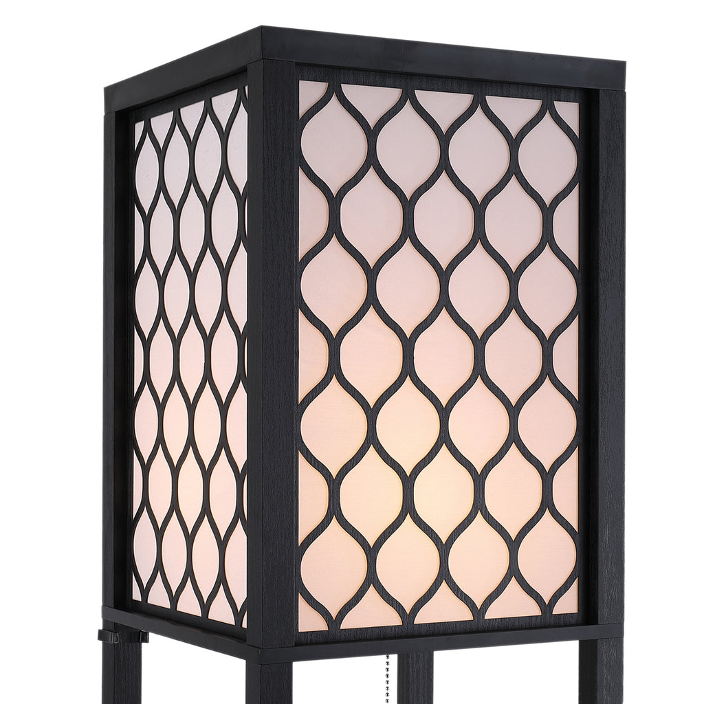 Lampadaire étagère Lampe étagère 26L x 26l x 160H cm 4 Niveaux MDF Noir Motif nid d'abeille-8