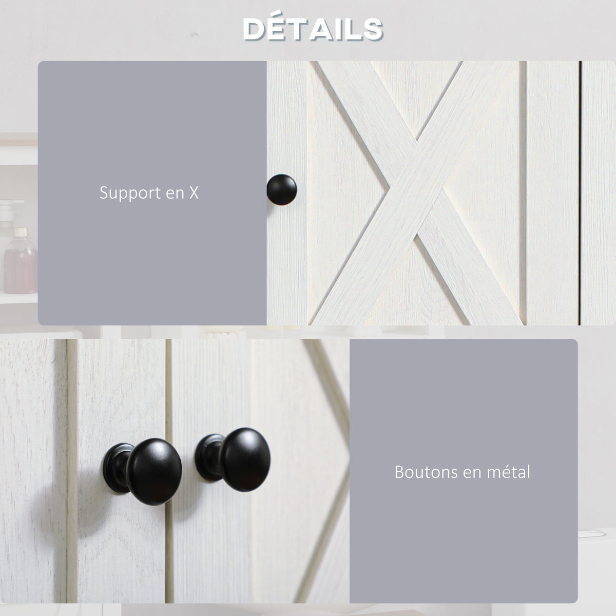 Armoire murale, armoire salle de bain avec placard à portess et compartiment ouvert, dim. 60 x 19,5 x 52,5 cm, blanc-5