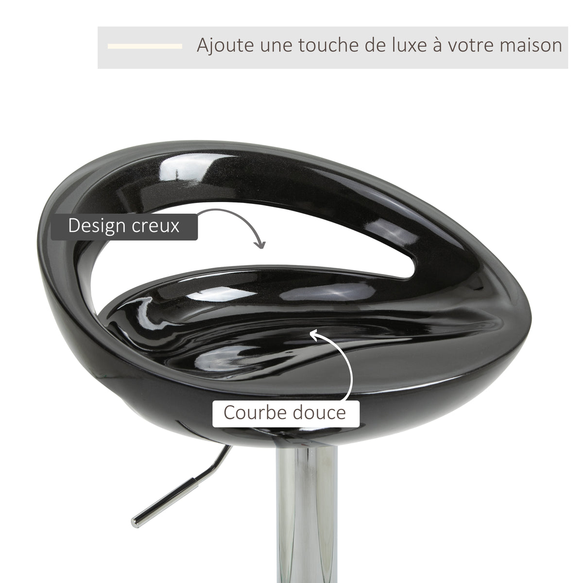 Lot de 2 tabourets de bar chaises de bar hauteur réglable dossier et repose-pieds pivotant à 360° 46x41x76-96cm noir-5