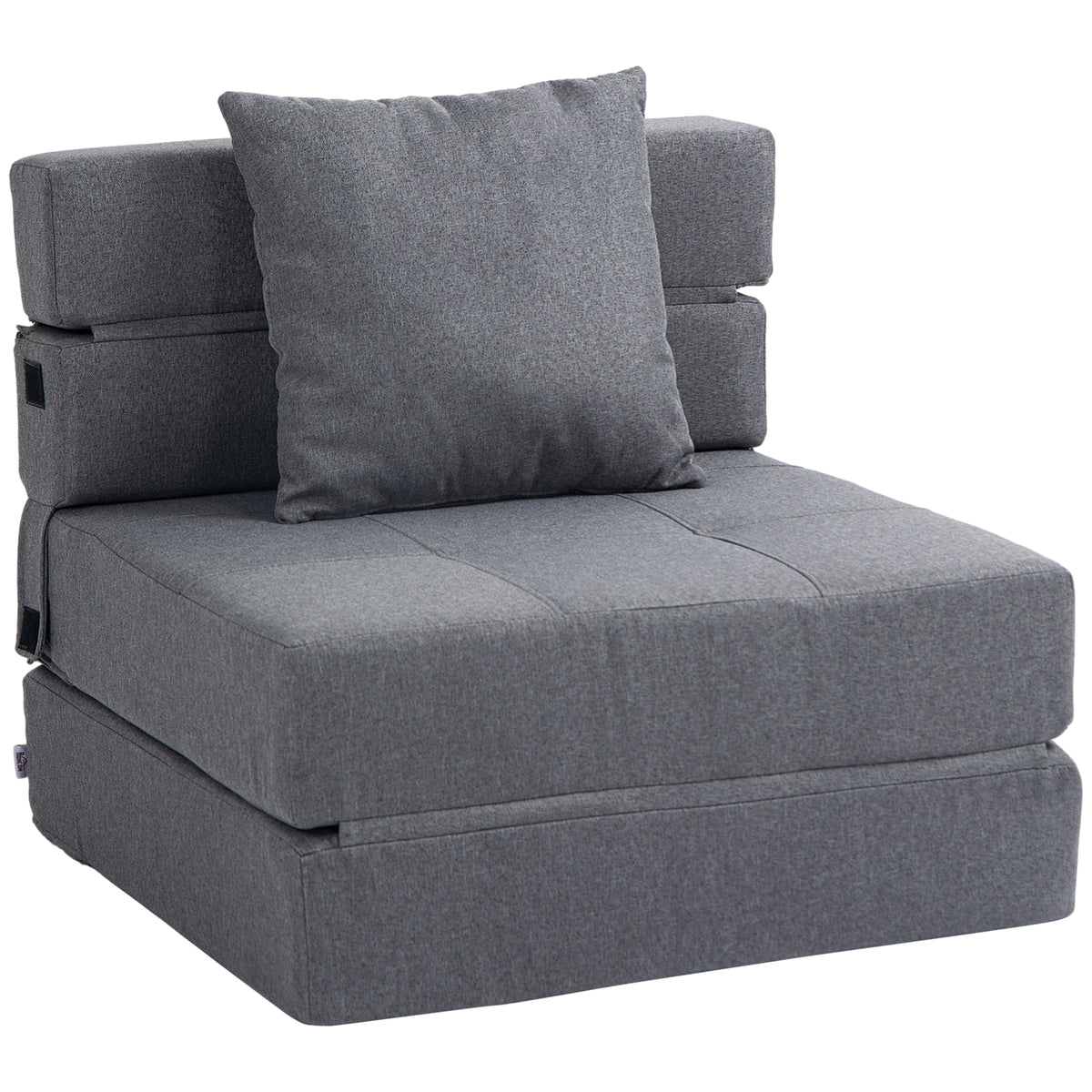 Chauffeuse canapé-lit convertible fauteuil 1 place avec 1 coussin déhoussable, tissu gris-0