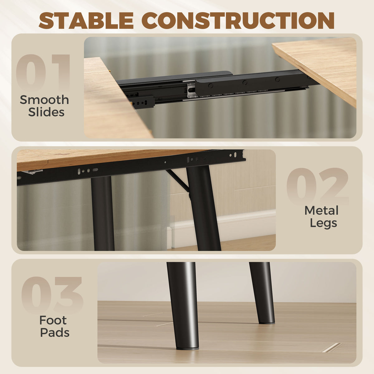 Table à manger extensible ovale pour 4 à 6 personnes, table de cuisine 120-160 cm, bords arrondis, chêne-7