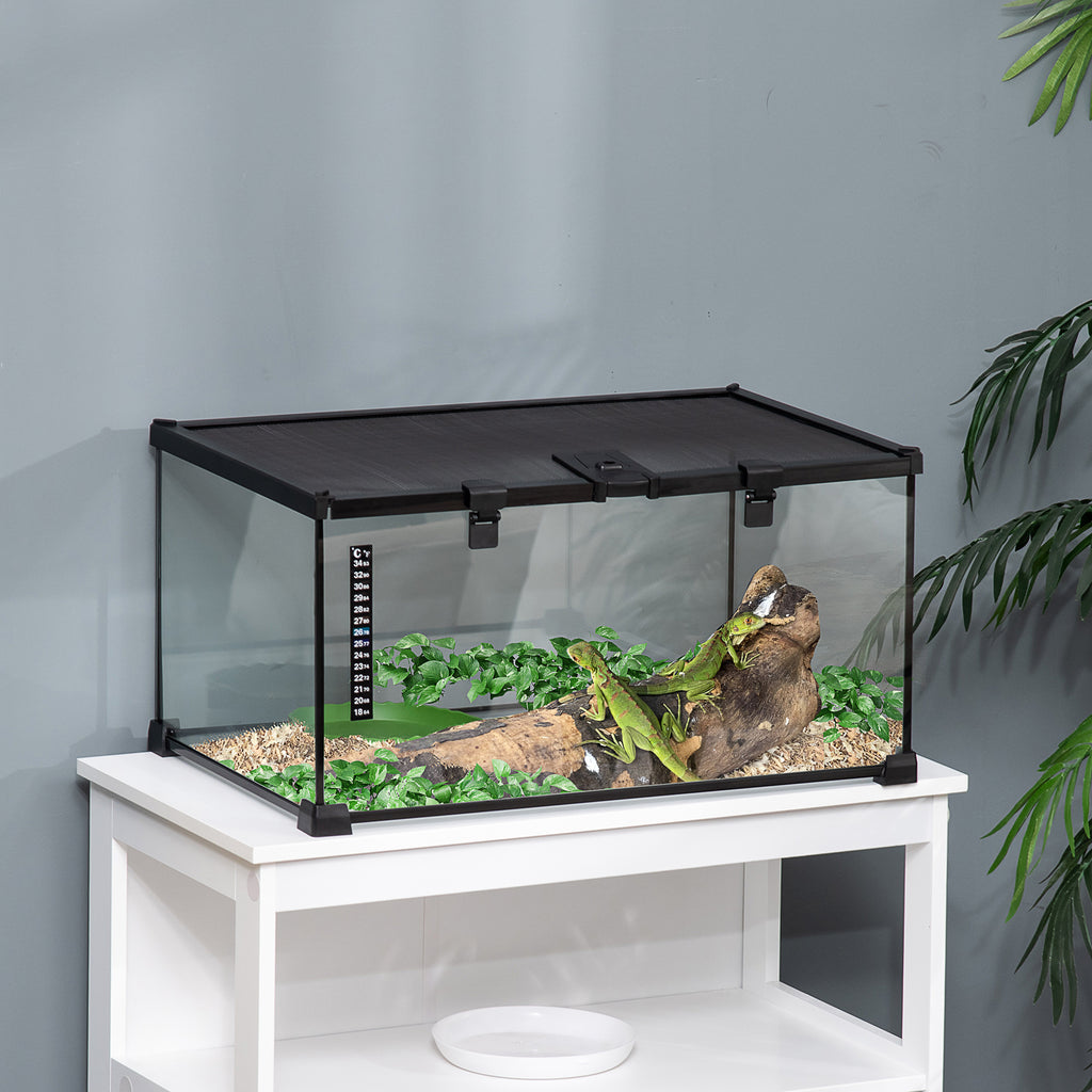 Boîte à reptiles boîte d'élevage de reptiles habitat de terrarium transparent couvercle coulissant noir-9