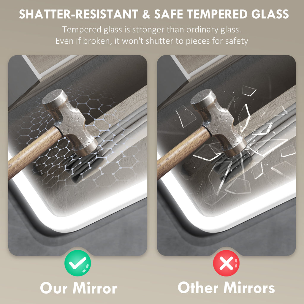 Miroir salle de bain LED bluetooth 70 x 90 cm interrupteur tactile lumière réglable 3 couleurs anti-buée mémoire argent-7