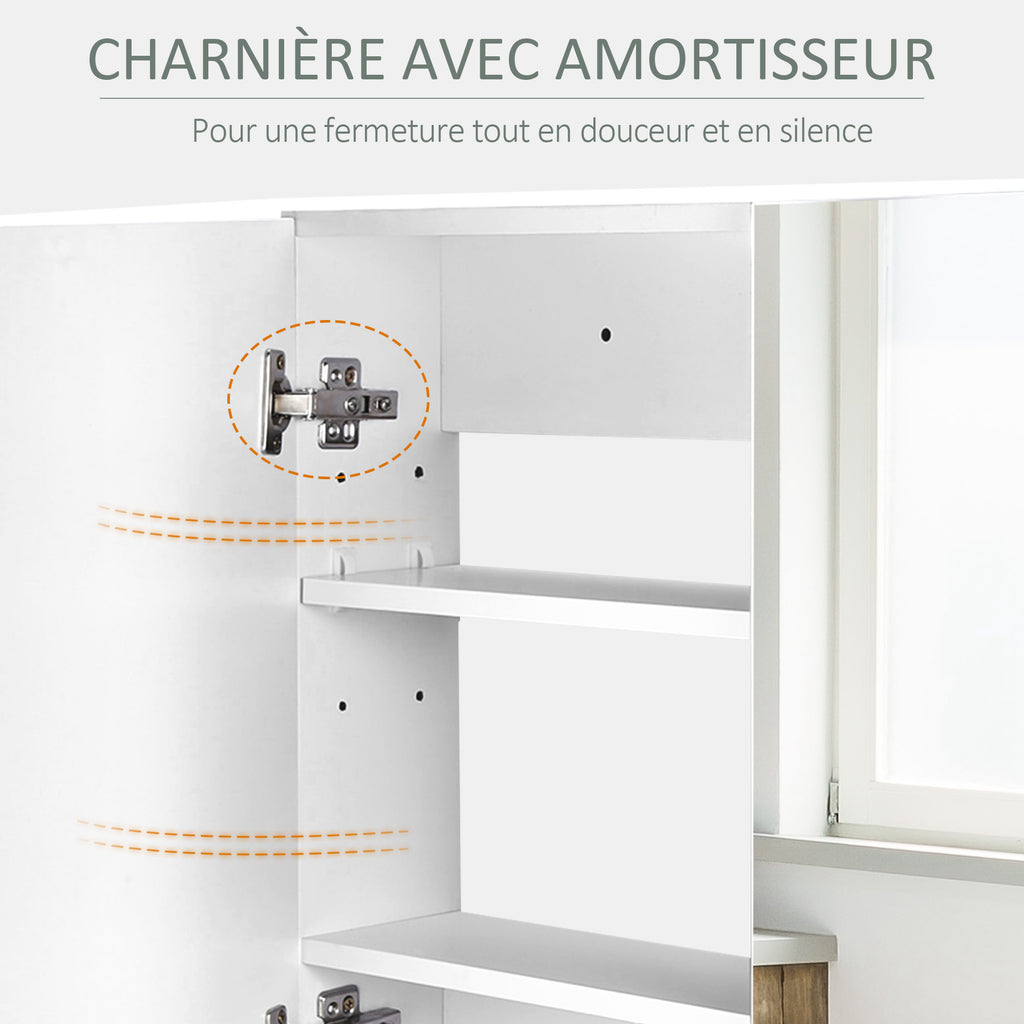 Armoire murale salle de bain avec miroir, 80 x 15 x 60 cm, meuble salle de bain, armoire de toilette avec double portes et étagères réglables, blanc-6