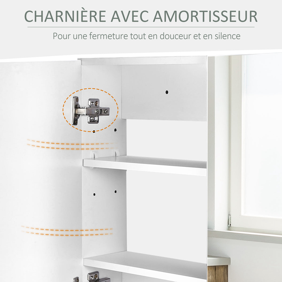 Armoire murale salle de bain avec miroir, 80 x 15 x 60 cm, meuble salle de bain, armoire de toilette avec double portes et étagères réglables, blanc-6
