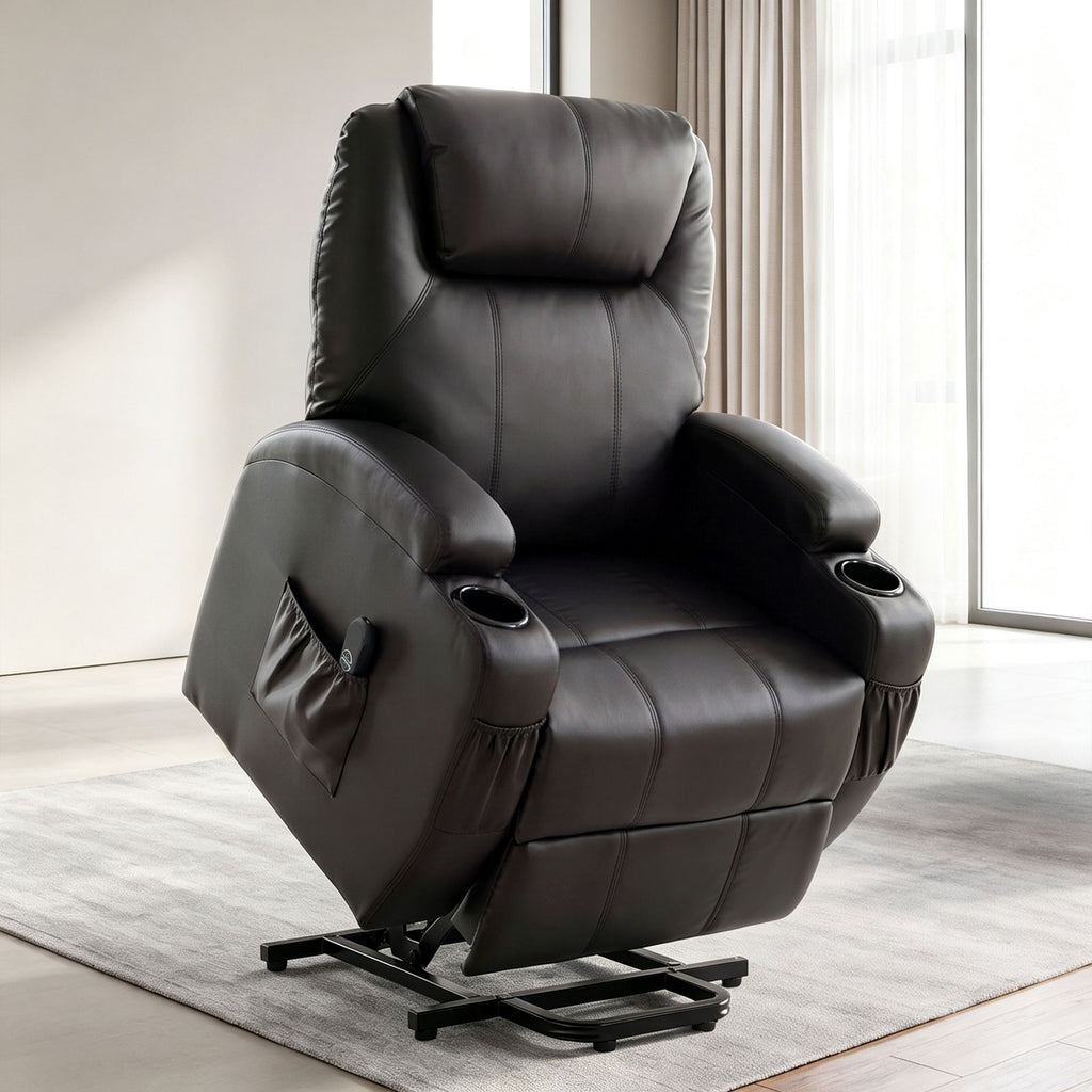 Fauteuil releveur électrique, fauteuil relax électrique, repose-pied, dossier inclinable, port USB, 83x95x107cm, noir-7