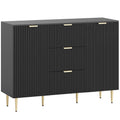 Buffet meuble cuisine rangement avec 3 tiroirs, étagères réglables, placards à portes cannelées, 120 x 40 x 90 cm, noir-0