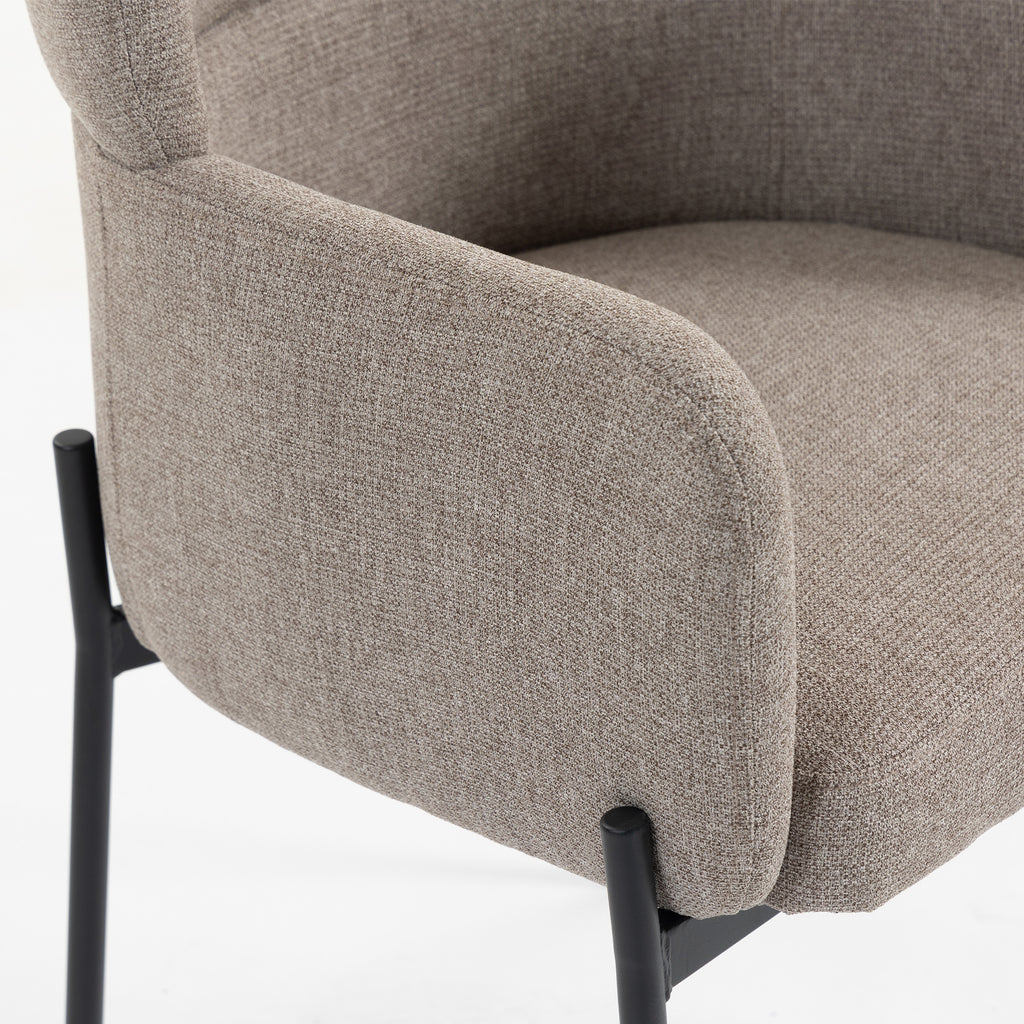 Fauteuil Salon, Fauteuil d'Appoint Rembourré en Chenille avec Dossier Courbé et Accoudoirs, Pieds en Métal, Marron Clair-9