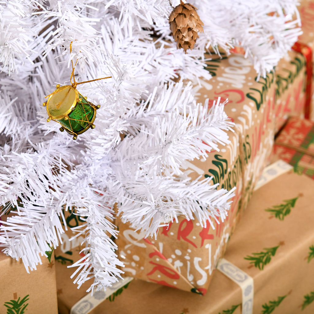 Albero di Natale bianco 150 cm con 680 rami e 48 addobbi inclusi