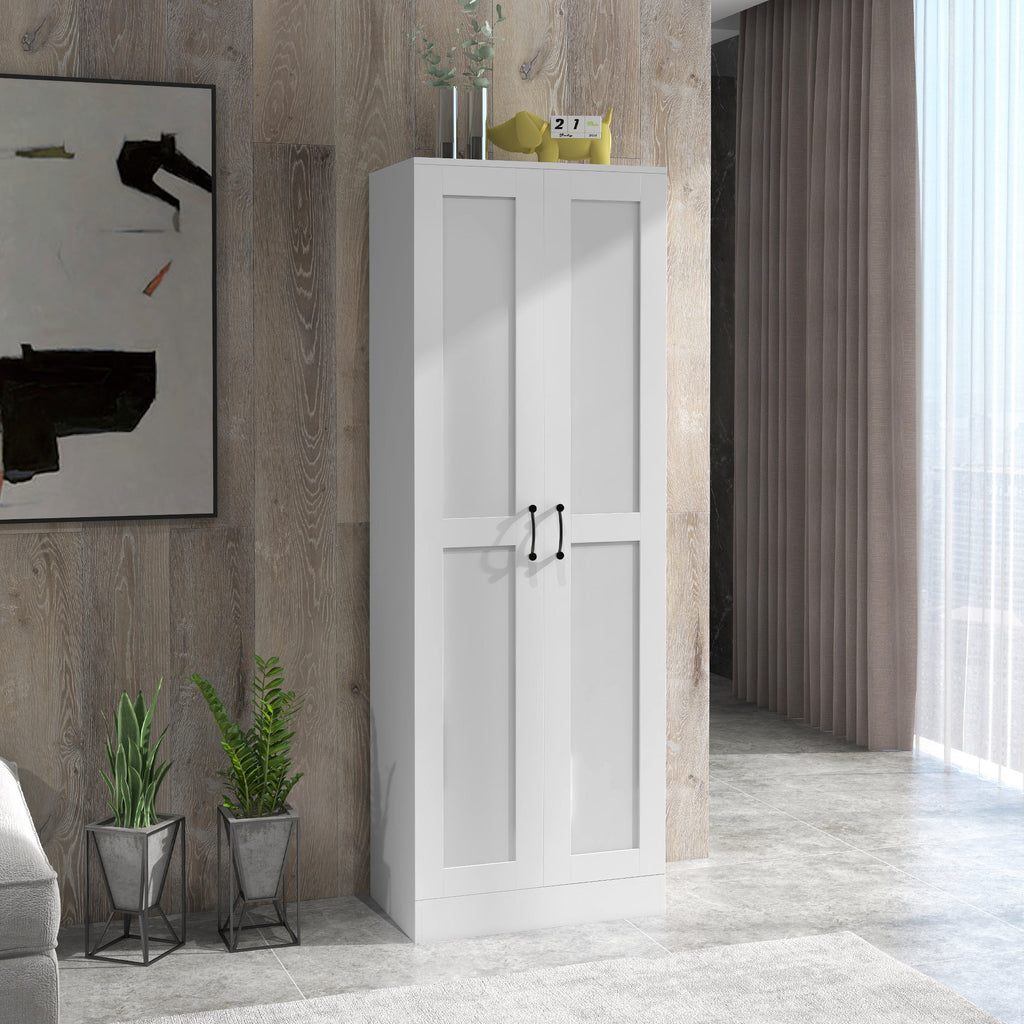 Armoire 2 portes meuble de rangement avec 5 étagères, style contemporain, 60L x 36,5l x 175H-1