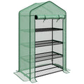 Serre de Jardin Balcon étagère Serre 4 Niveaux 90L x 49l x 160H cm Acier galvanisé bâche Amovible PE Haute densité Vert-0