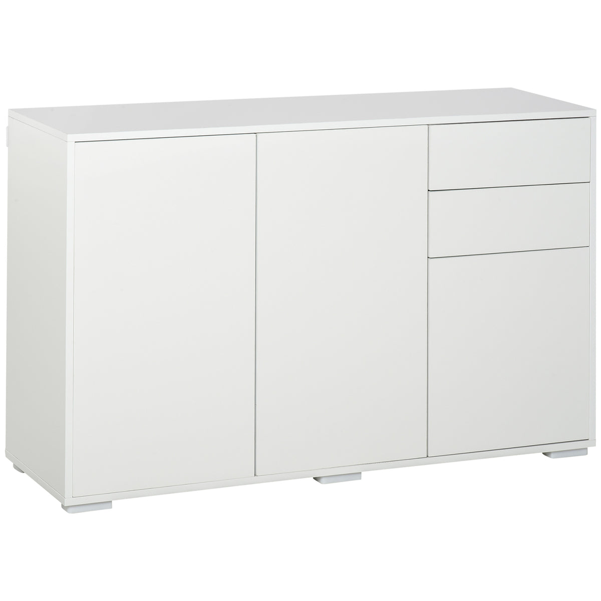 Buffet meuble de rangement 2 tiroirs coulissants 3 portes étagère réglable panneaux de particules 117 x 36 x 74 cm blanc-0